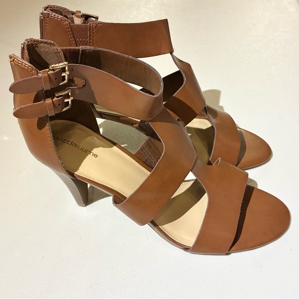 Liz Claiborne Brown Strappy High Heal Sandals - Size 9.5M